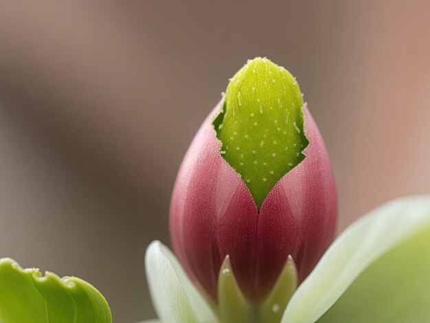 Photo a closeup of a flower bud just beginning generative ai