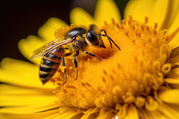 Closeup of a flower petal covered in pollen and ready to be pollinated created with generative ai