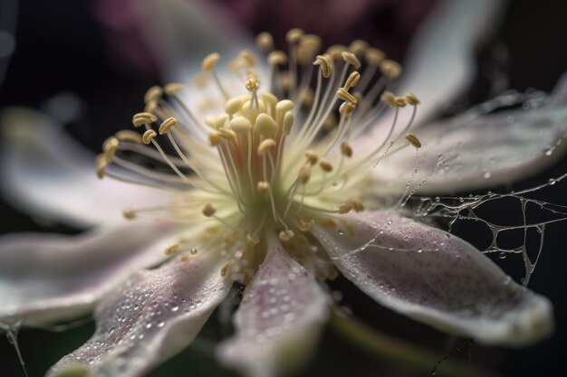 Photo closeup of flower with its delicate petals and intricate patterns visible created with generative ai