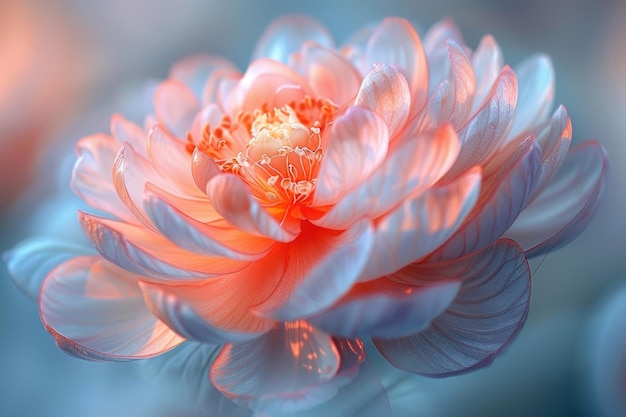 A closeup of a flower with its petals blurred by motion