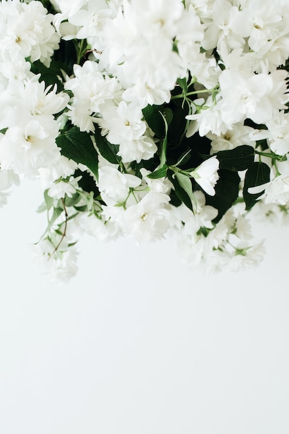 Closeup of flowers bouquet on white surface