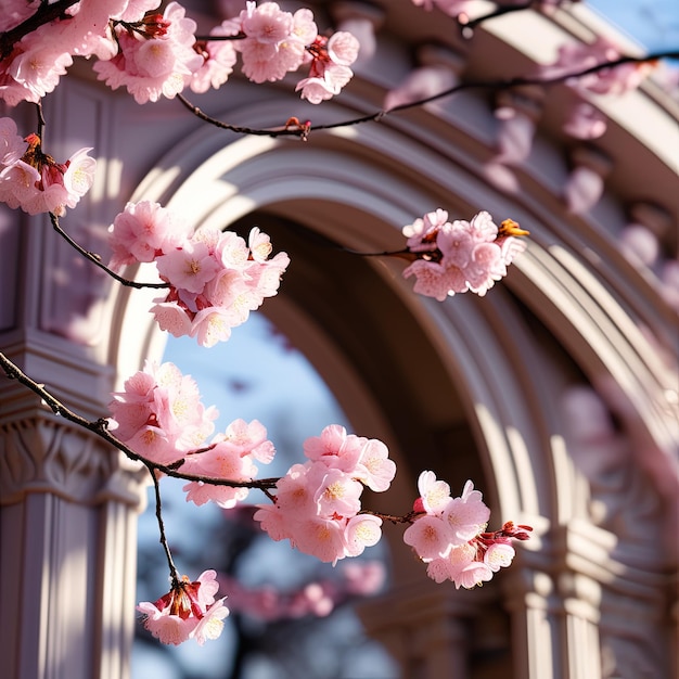Photo closeup of flowers and spring blossom generative ai