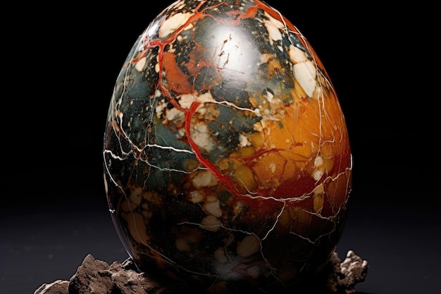 Closeup of a fossilized dinosaur egg found during an excavation