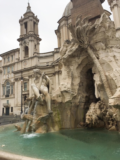 Closeup on fountain Rome Italy Location vertical