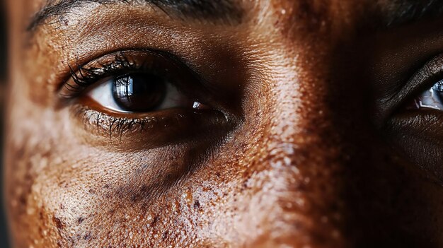 closeup of freckles and highlighted skin