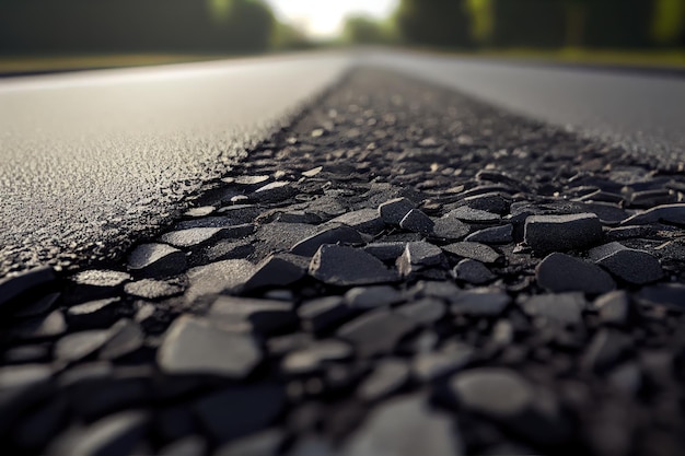 Closeup of fresh asphalt road surface ready for traffic