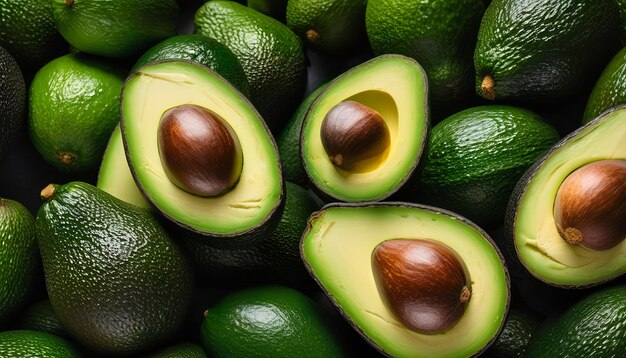 Closeup of fresh avocados filling the frame