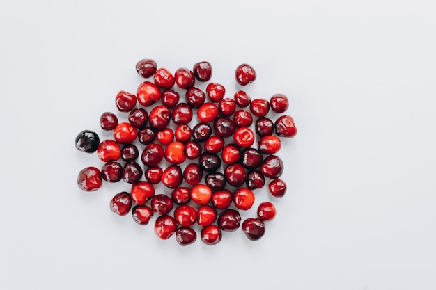 Closeup of fresh cherry berries with water drops