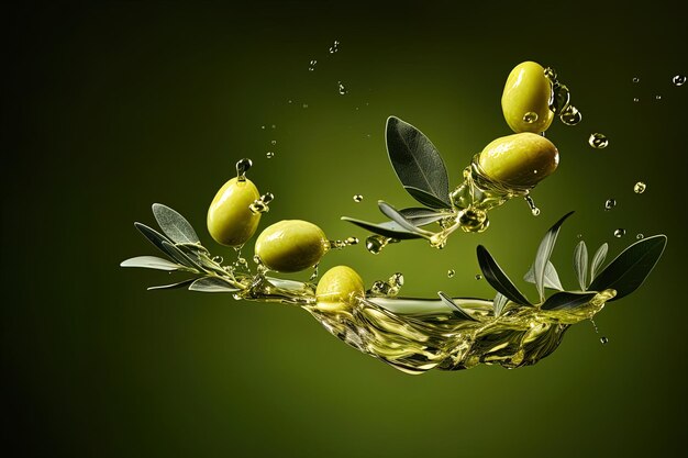 Closeup of fresh green olives Healthy and fresh food concept