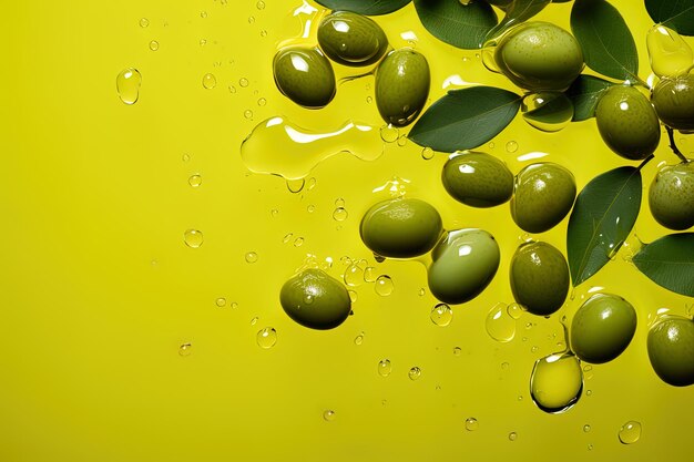 Closeup of fresh green olives healthy and fresh food concept