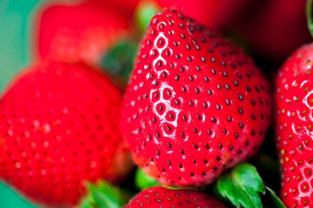 Closeup fresh juicy strawberry fruit