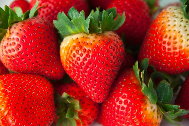 Closeup fresh juicy strawberry fruit