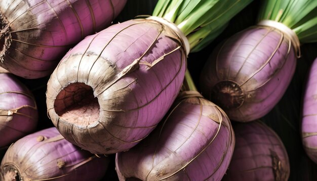 Photo closeup of fresh organic taro