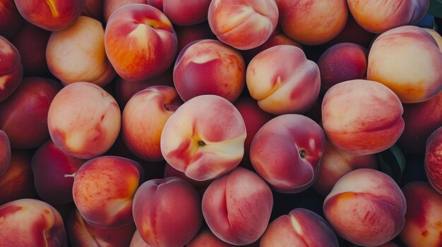 Photo closeup of fresh peaches at market