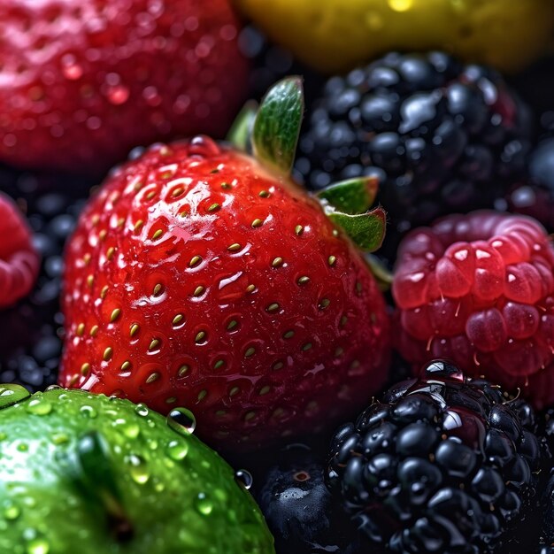 Closeup of Fresh Vegetables with Water Droplets Generative Ai