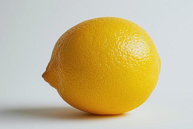 CloseUp of a Fresh Yellow Lemon Isolated on a White Background This image captures vibrant yellow