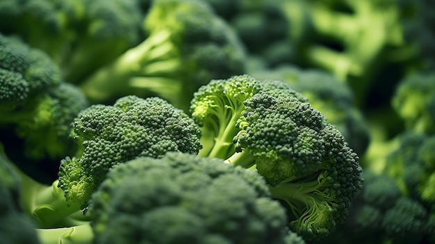 Closeup of freshly harvested broccoli florets