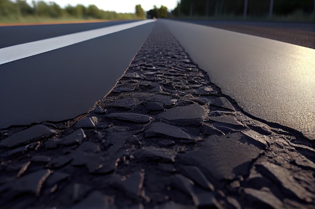 Closeup of freshly laid asphalt ready for traffic