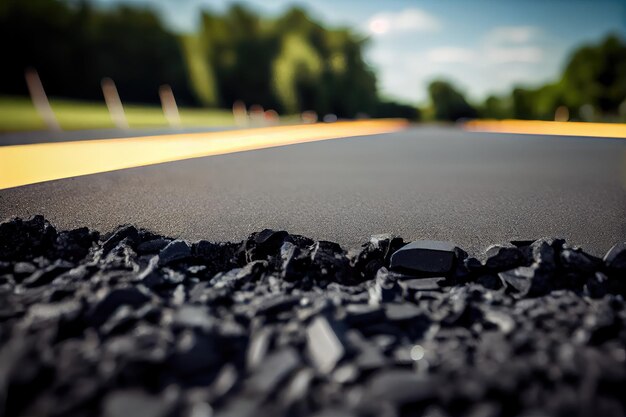 Closeup of freshly laid asphalt ready for traffic