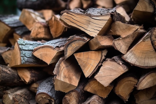 新しく分割された燃焼木のクローズアップは,ジェネレーティブAIできれいに積み重ねられています.