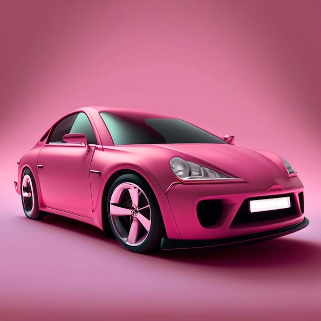 一般的なブランドとブランドのないピンクの車の前面のクローズアップ スポーツカーの壁紙 Ai Generative