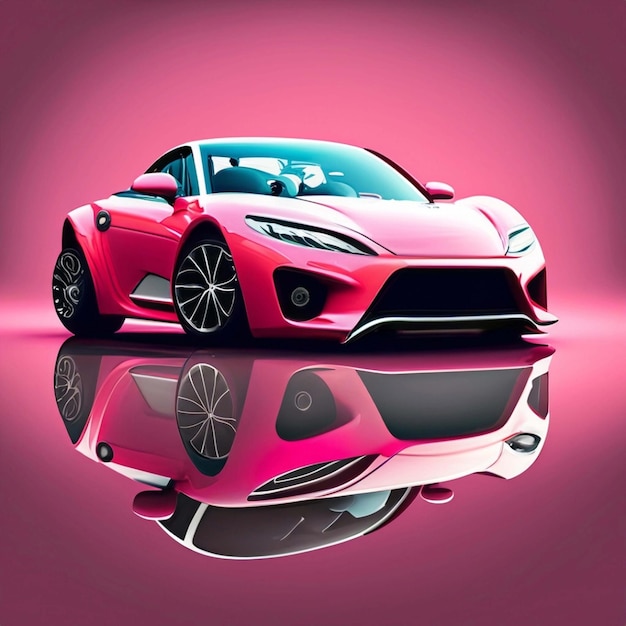 Closeup on front of generic and unbranded pink cars sport car wallpaper Ai Generative