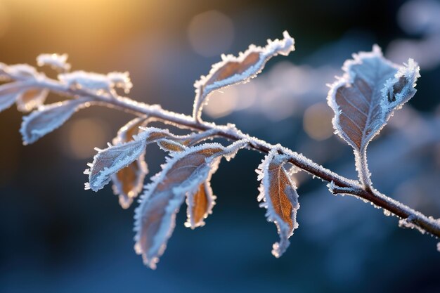 closeup of frosted leaves