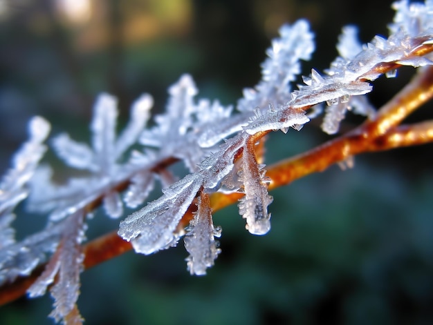 closeup of frosted leaves