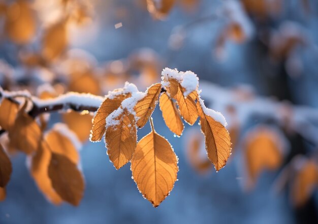 closeup of frosted leaves