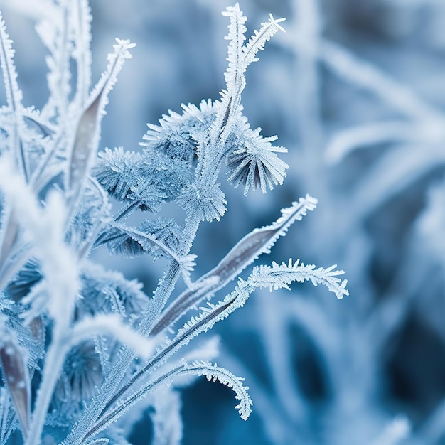 closeup of frosted leaves