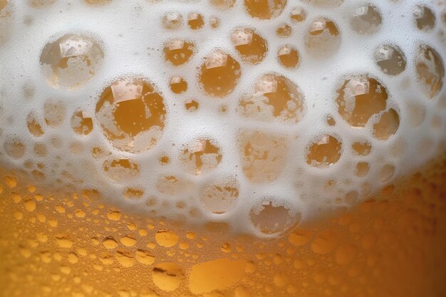 Photo closeup of frothy beer on a flat white background international beer day