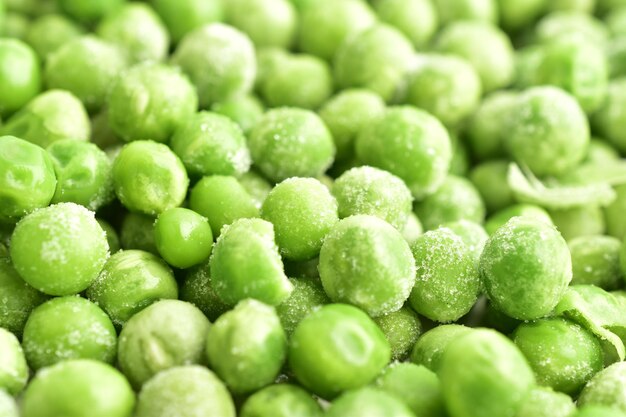 Closeup of frozen peas