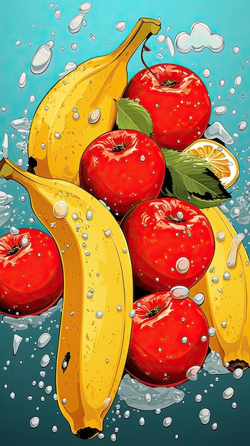 Photo closeup fruit in the style of pop art