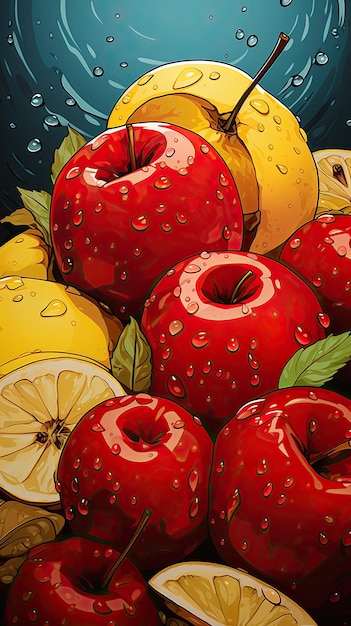 Photo closeup fruit in the style of pop art