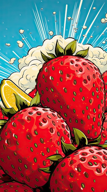 closeup fruit in the style of pop art