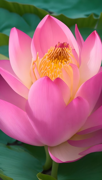 CloseUp of Fully Blossomed Pink Lotus Flower