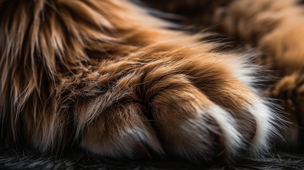 A closeup of the fur on a felines paw AI generated