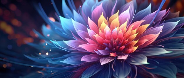 Closeup futuristic neon flower design with a vibrant glowing essence AI Generative
