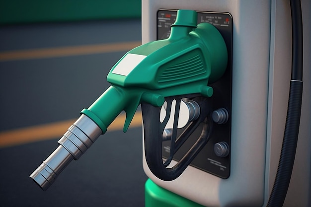 CloseUp of a Gas Pump Nozzle at a Gas Station Generative AI