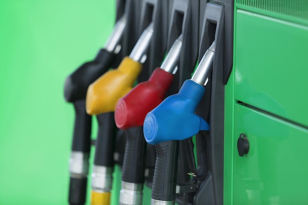 Closeup of gasoline station, gas pump