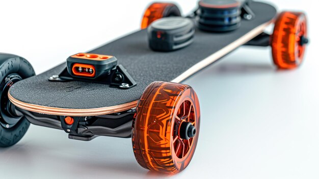 Foto close-up di una batteria ev in stile skateboard generico