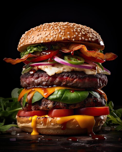 CloseUp of a Giant Burger