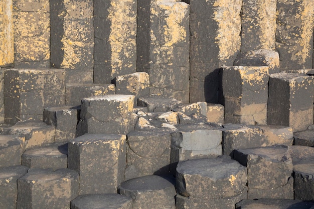 Closeup of Giants Causeway in County Antrim, Northern Ireland, Europe