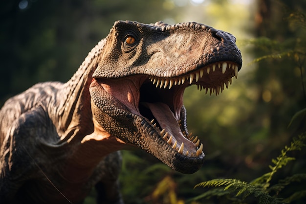 Photo closeup of giganotosaurus natural light generative ai