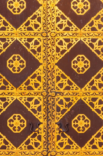 Closeup of a gilded ornate door