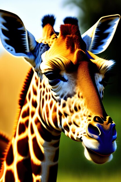 Photo closeup of a giraffe looking at the camera