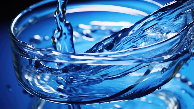 Closeup of a glass beaker filled with cold water