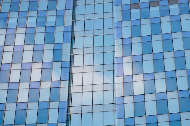 Closeup of glass wall of modern building