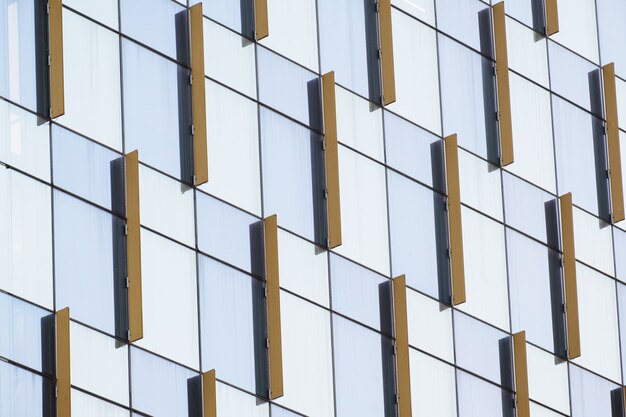 Closeup of glass wall of modern building