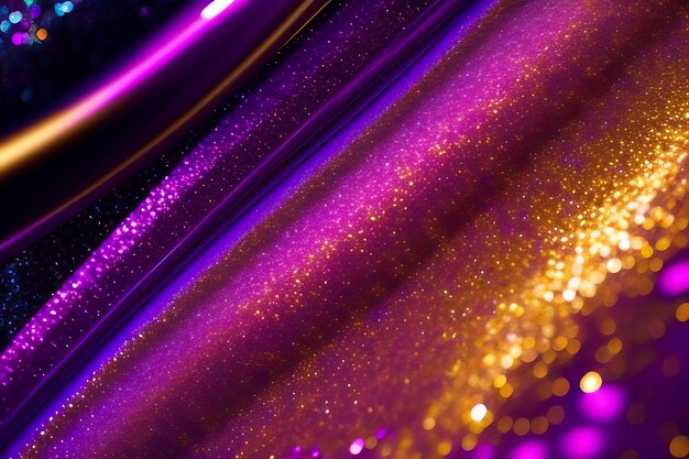 Closeup glitter and sequins purple and gold abstract celebration sparkles wallpaper background